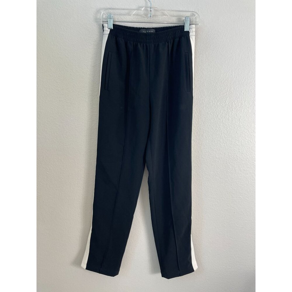 Rag & Bone Womens XS Black White Side Stripe Ryan Track Pants Pockets